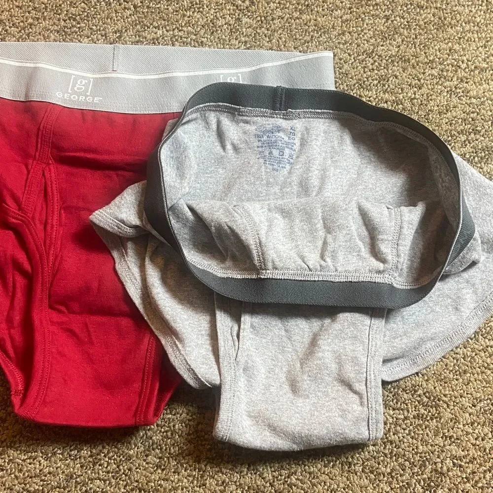 George Men’s Red Briefs with Light Gray Waistband Size XL (40-42) The Fruit Loom
